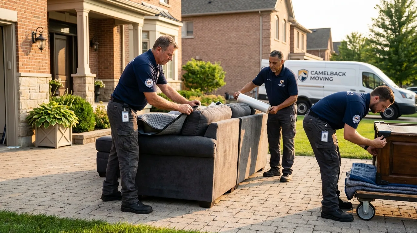 Large estate moving crew wrapping furniture in Otis, MA
